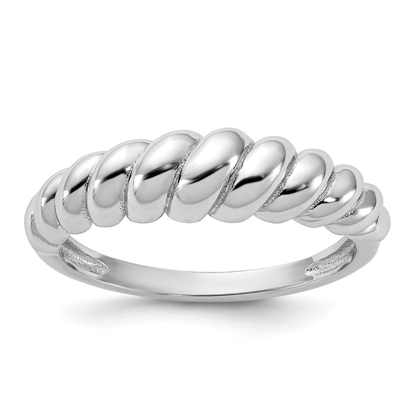 Rhodium-Plated Sterling Silver Scalloped Ring
