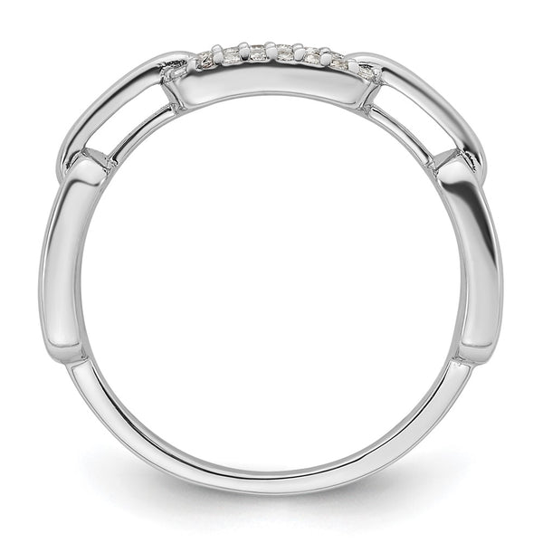 Rhodium-Plated Sterling Silver CZ Link Ring