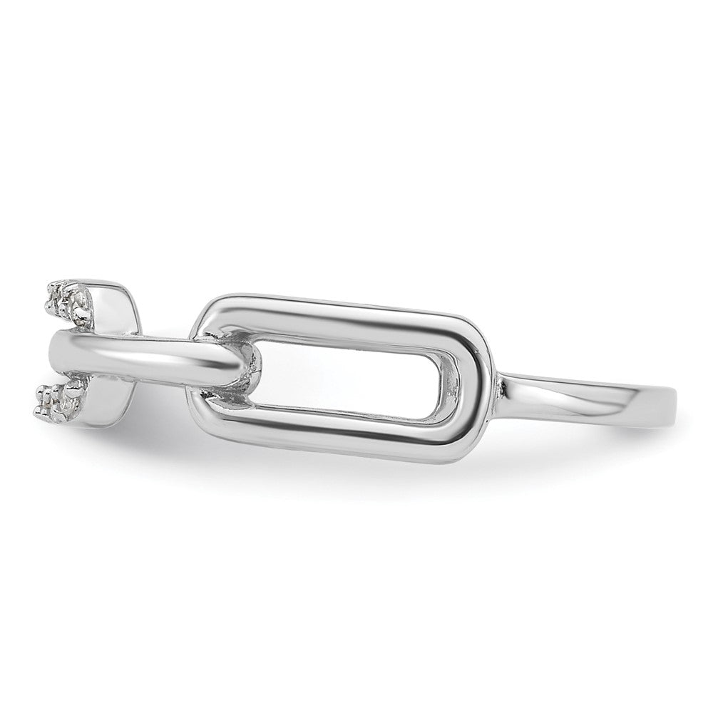 Buy Stylish Rhodium-Plated Sterling Silver CZ Link Ring - Affordable Luxury!