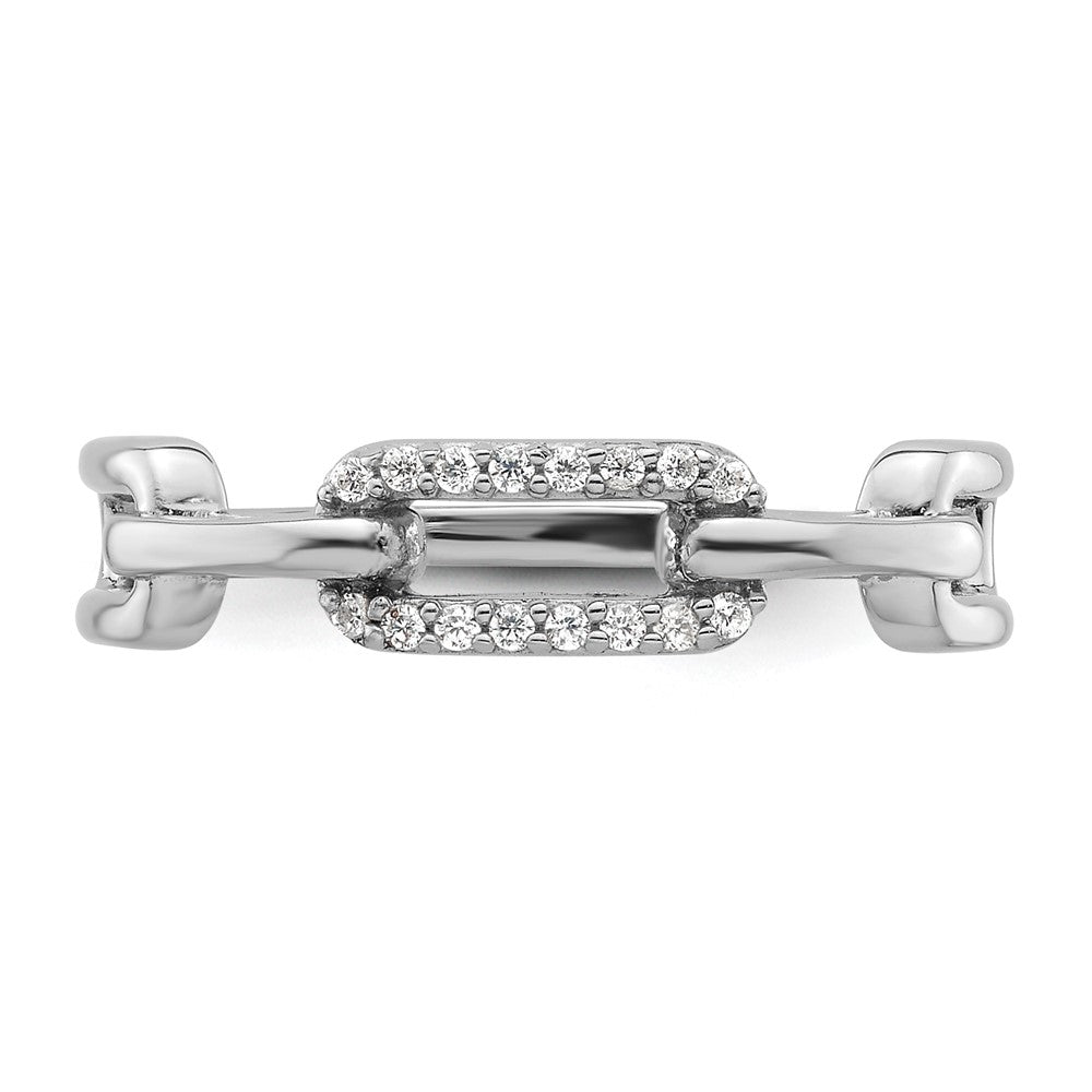 Buy Stylish Rhodium-Plated Sterling Silver CZ Link Ring - Affordable Luxury!