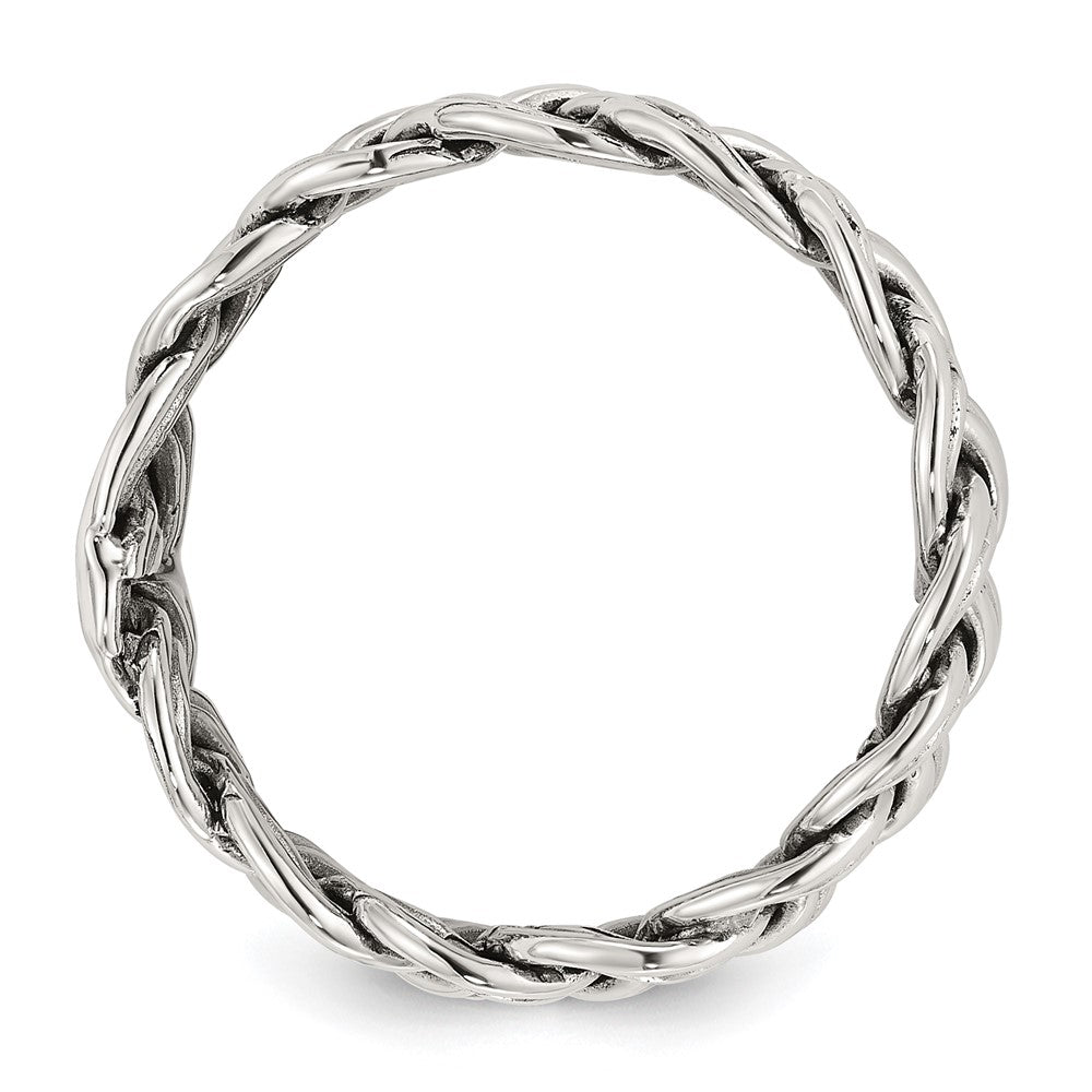Exclusive 6mm Braided Sterling Silver Band - Stylish Oxidized & Polished Design