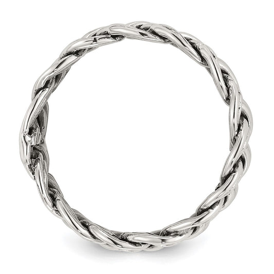 Exclusive 6mm Braided Sterling Silver Band - Stylish Oxidized & Polished Design