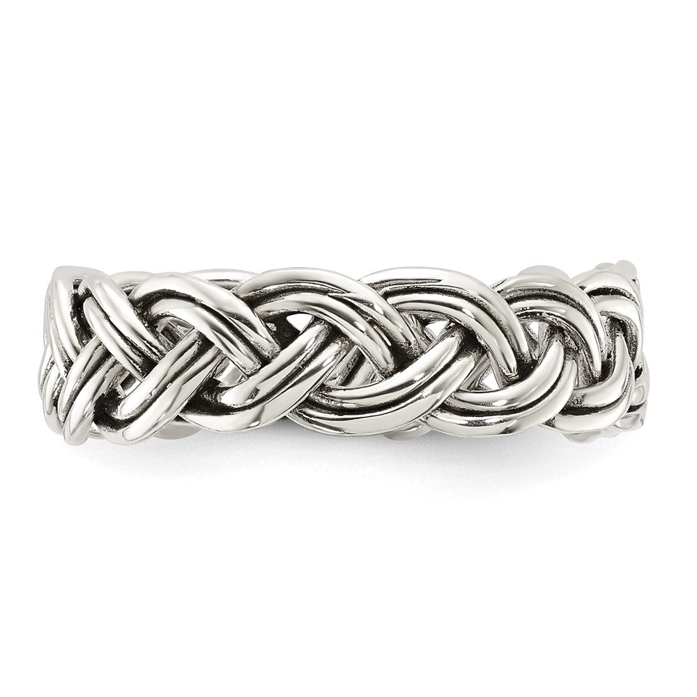 Exclusive 6mm Braided Sterling Silver Band - Stylish Oxidized & Polished Design