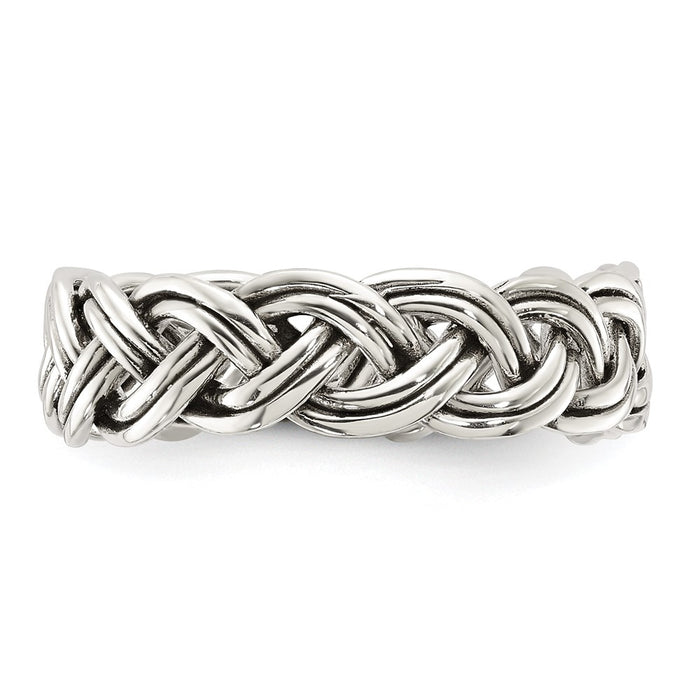 Exclusive 6mm Braided Sterling Silver Band - Stylish Oxidized & Polished Design-3