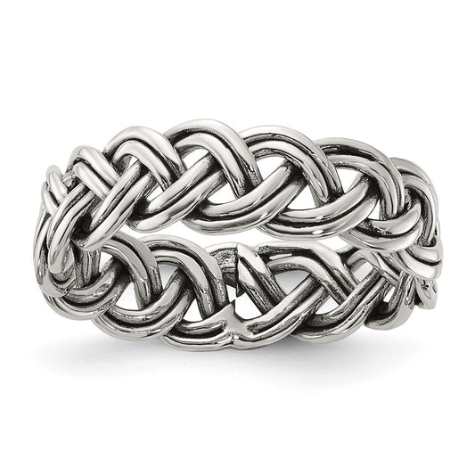 High-Quality 6mm Braided Band in Sterling Silver - Stylish & Affordable!