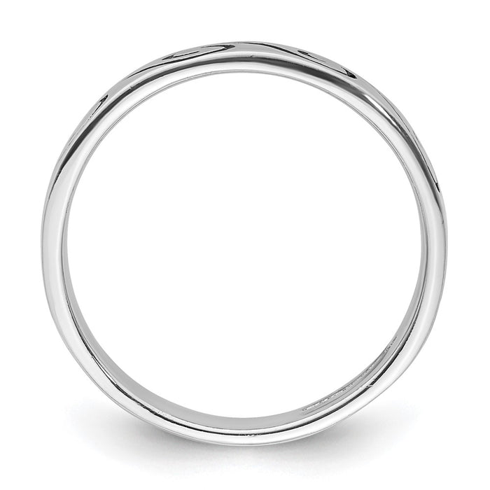Exclusive Antiqued Wave Design 4.5mm Band Ring in Rhodium-Plated Silver-2