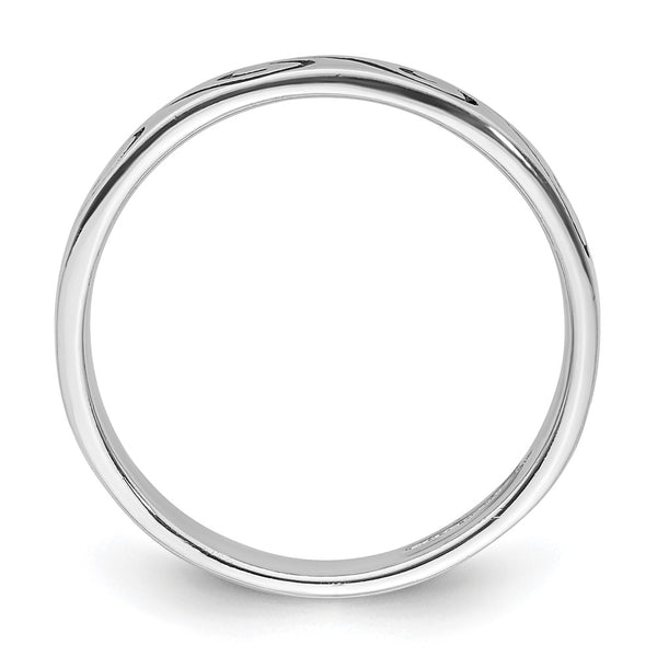 4.5mm Antiqued Wave Band Ring in Rhodium-Plated Silver
