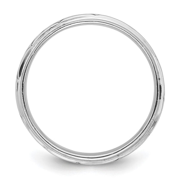 Antiqued 9mm Zig Zag Band Ring in Rhodium-Plated Silver