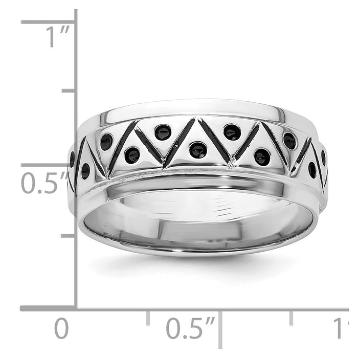 Shop Stylish 9mm Antiqued Zig Zag Band Ring in Rhodium-Plated Silver-4