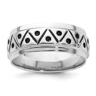 Shop Stylish 9mm Antiqued Zig Zag Band Ring in Rhodium-Plated Silver