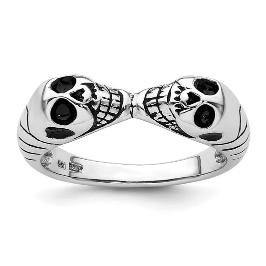 Shop Exclusive Antiqued Double Skull Ring - Rhodium-Plated Sterling Silver