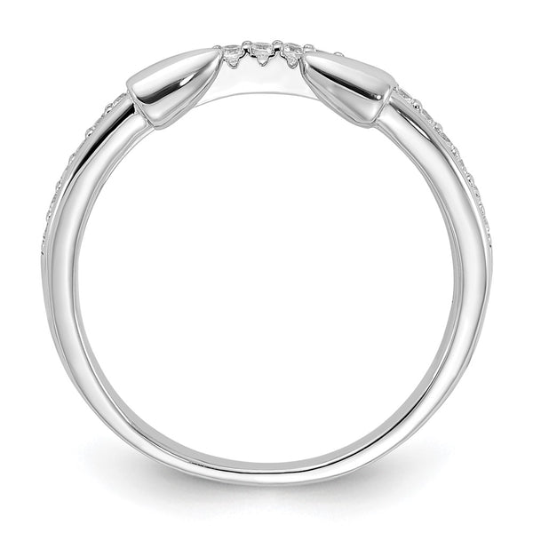 Rhodium-Plated Sterling Silver Open Arrow Band with CZ Accents