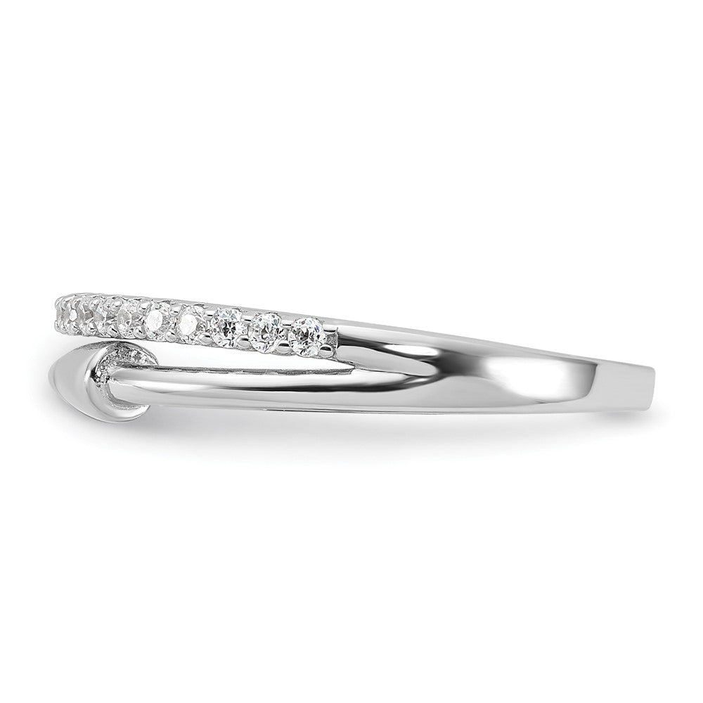 Shop Stylish Rhodium-Plated Sterling Silver Open Arrow Band with Cubic Zirconia
