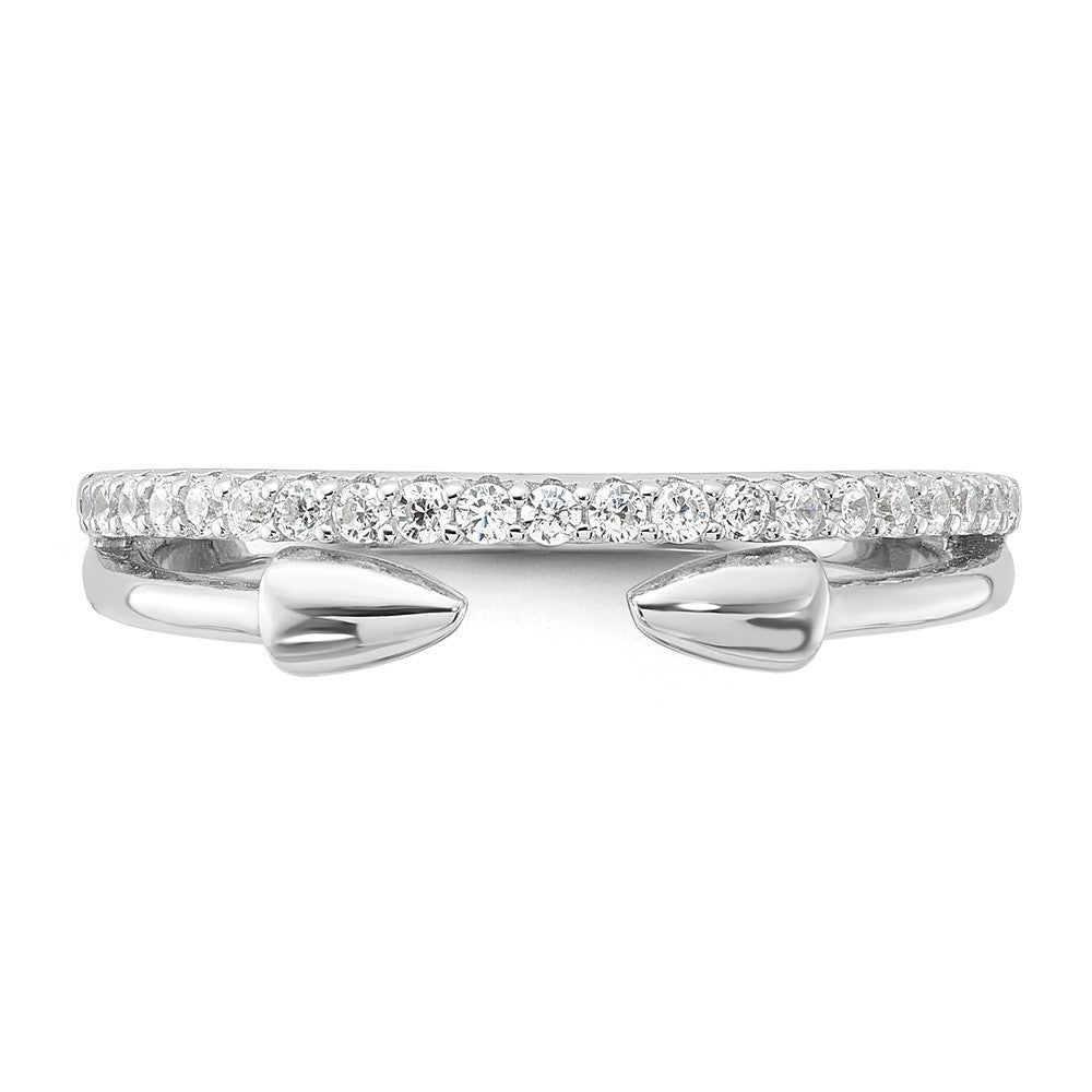 Shop Stylish Rhodium-Plated Sterling Silver Open Arrow Band with Cubic Zirconia
