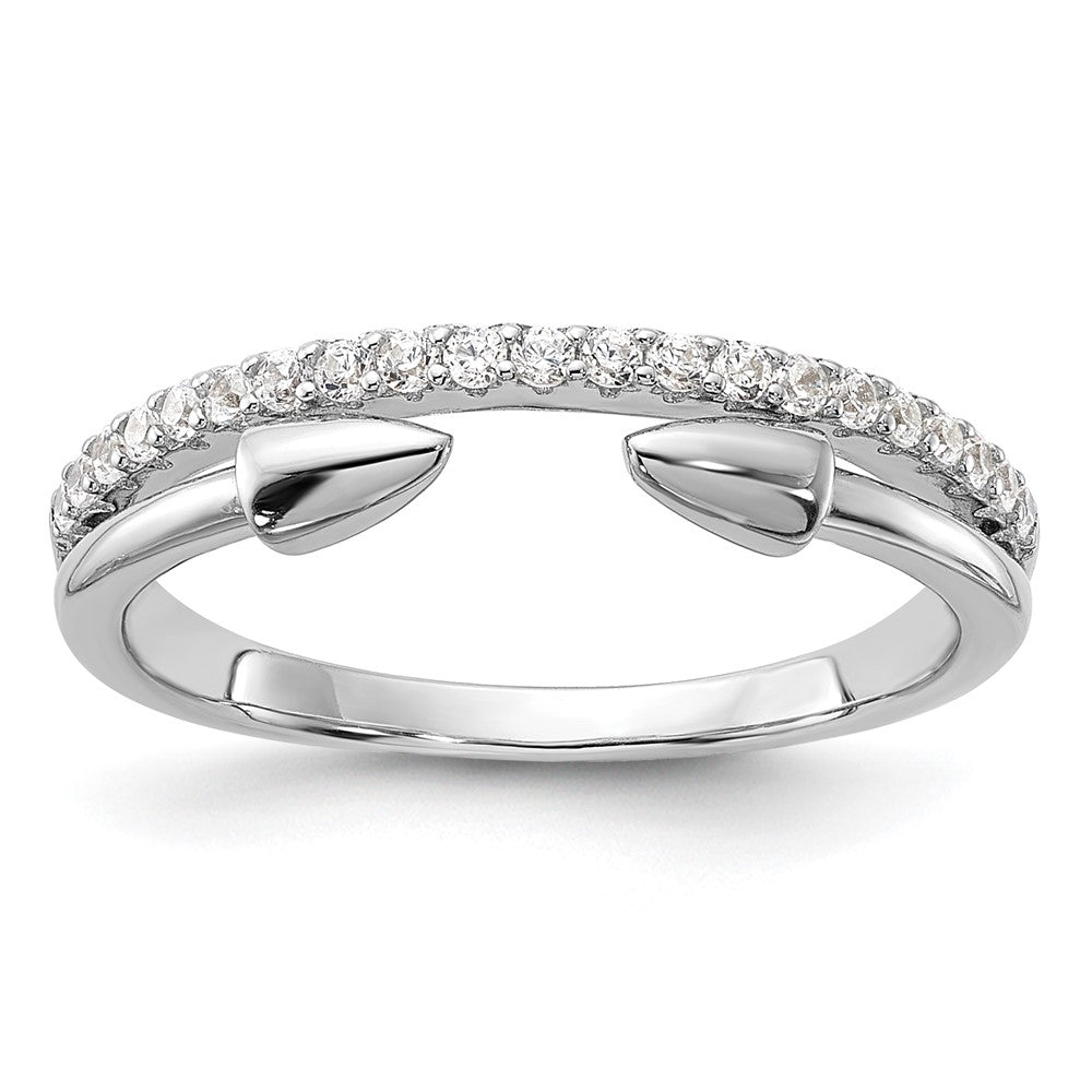 Shop Stylish Rhodium-Plated Sterling Silver Open Arrow Band with Cubic Zirconia