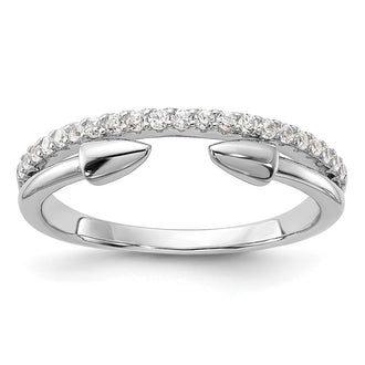 Buy Stylish Rhodium-Plated Sterling Silver Open Arrow Band with CZ Accents