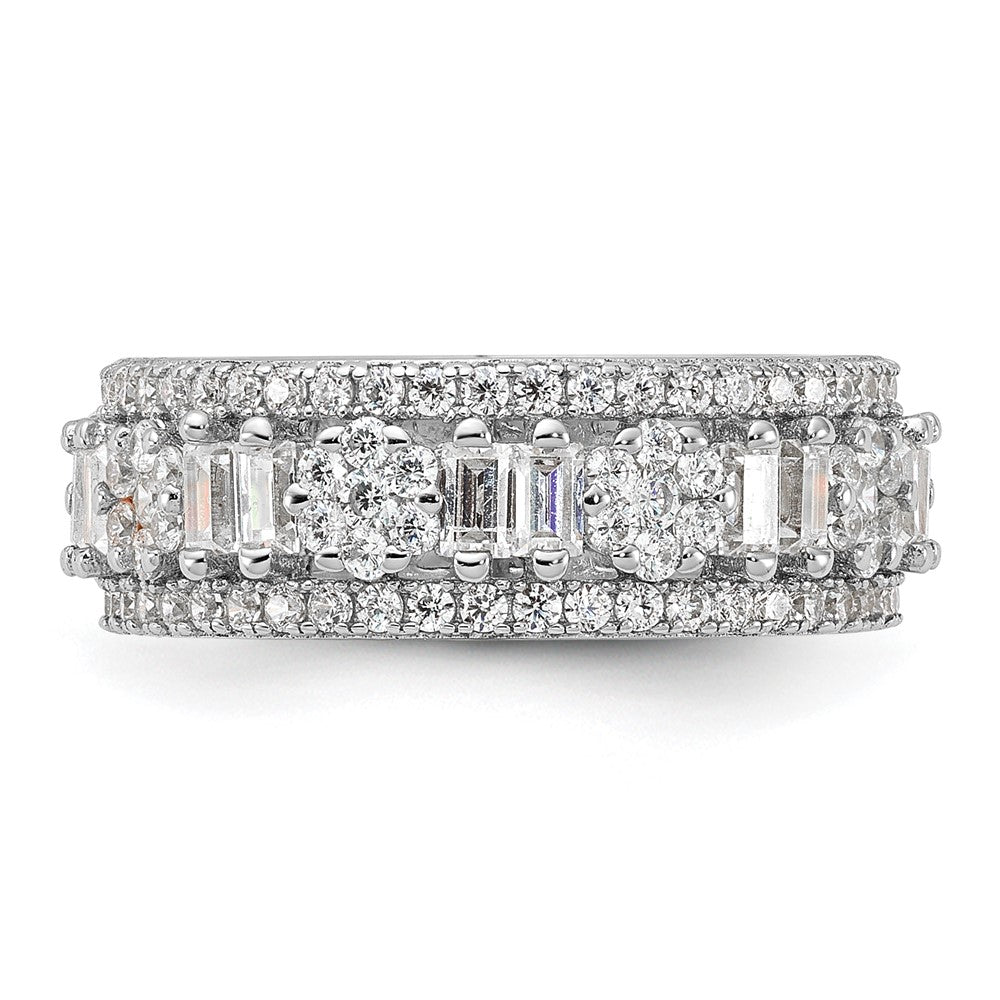 Buy Stylish Rhodium-Plated Sterling Silver Eternity Ring with Cubic Zirconia