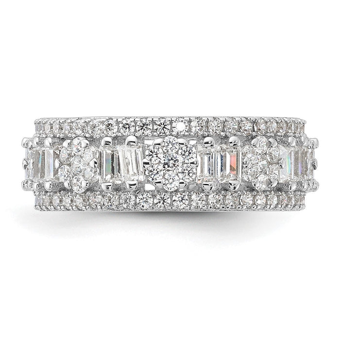 Buy Stylish Rhodium-Plated Sterling Silver Eternity Ring with Cubic Zirconia-4