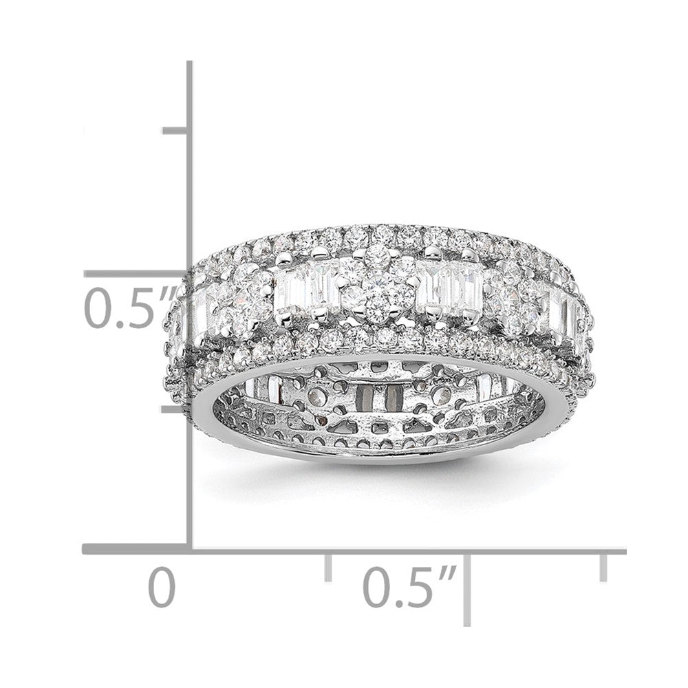 Shop Stylish Rhodium-Plated Sterling Silver CZ Eternity Ring | Affordable Luxury