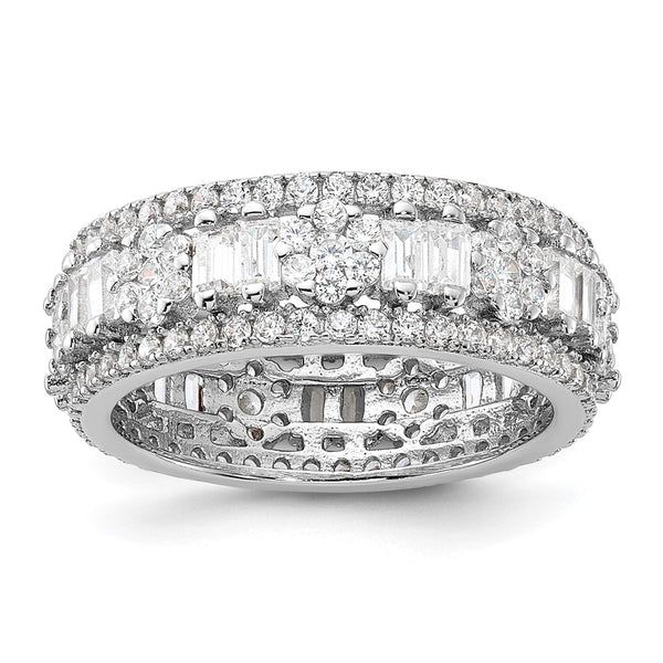 Rhodium-Plated Sterling Silver Eternity Ring with Cubic Zirconia