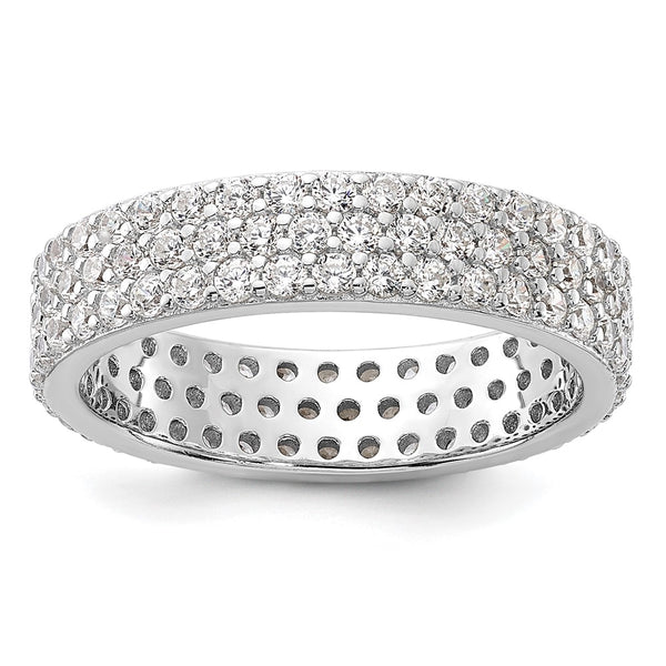 Rhodium-Plated Sterling Silver 4mm CZ Eternity Ring