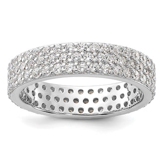 Buy Exclusive Rhodium-Plated Sterling Silver 4mm CZ Eternity Ring - Stylish Value!