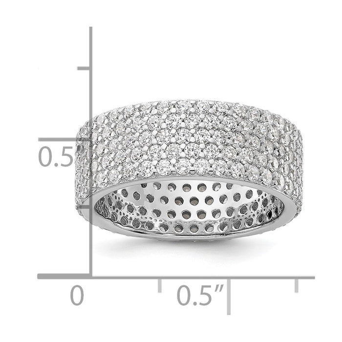 Buy Stylish Rhodium-Plated Sterling Silver 6mm Zirconia Eternity Ring - Affordable Elegance-4