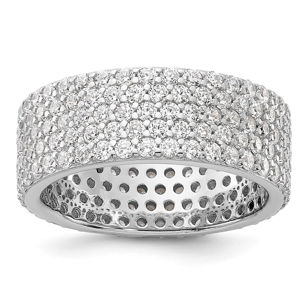 High-Quality Rhodium-Plated Sterling Silver 6mm CZ Eternity Ring - Stylish Value