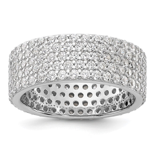 Rhodium-Plated Sterling Silver 6mm CZ Eternity Ring