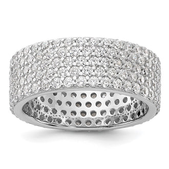 High-Quality Rhodium-Plated Sterling Silver 6mm CZ Eternity Ring - Stylish Value