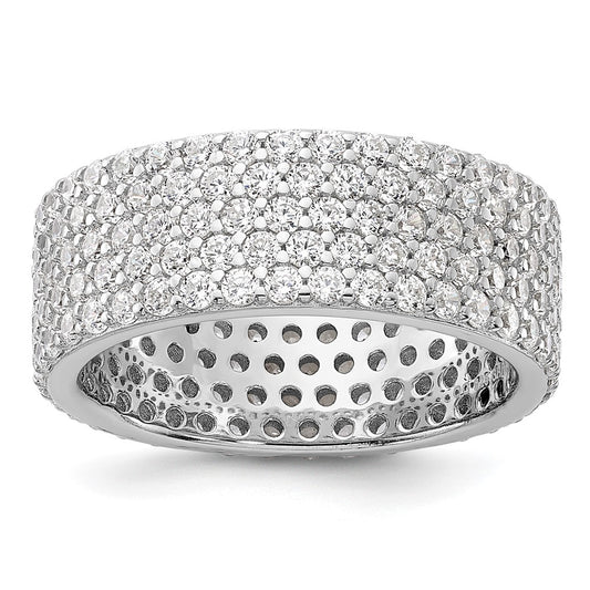 High-Quality Rhodium-Plated Sterling Silver 6mm CZ Eternity Ring - Stylish Value