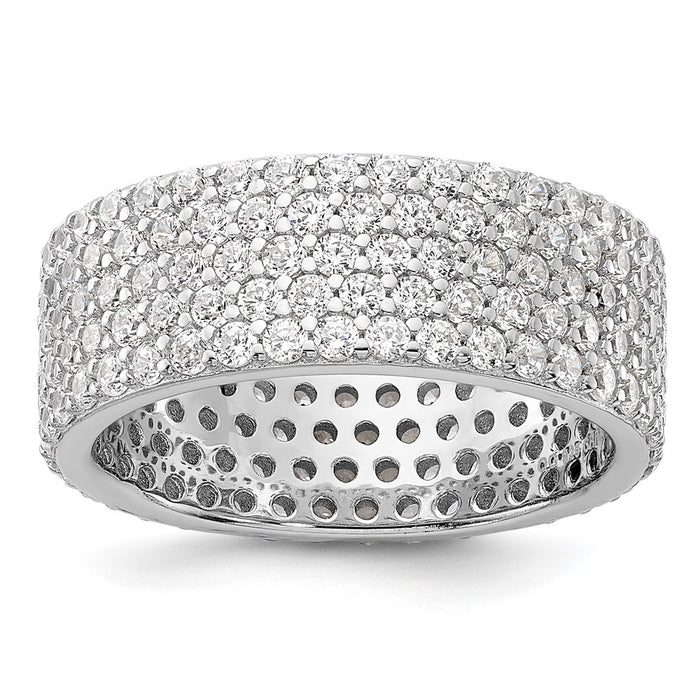 High-Quality Rhodium-Plated Sterling Silver 6mm CZ Eternity Ring - Stylish Value-1