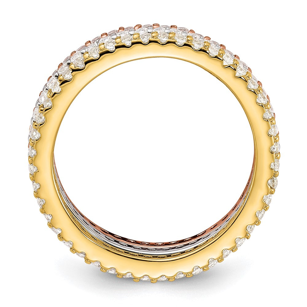 Exclusive 3-Piece Sterling Silver Eternity Band Set | Stylish Gold & Rose Gold-Tone