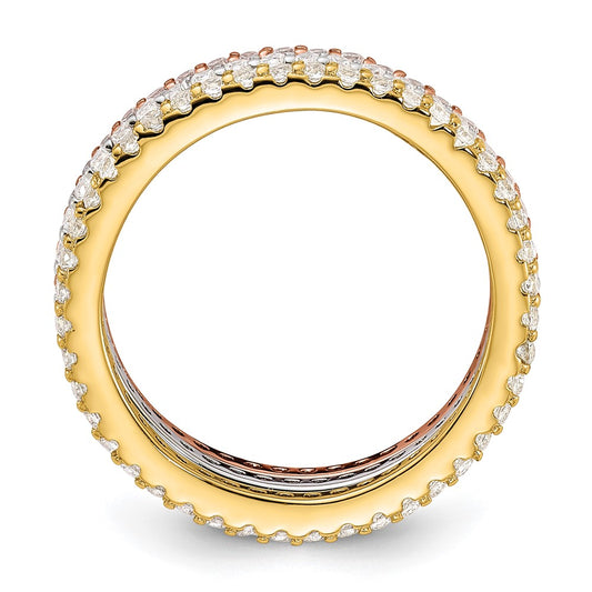 Exclusive 3-Piece Sterling Silver Eternity Band Set | Stylish Gold & Rose Gold-Tone