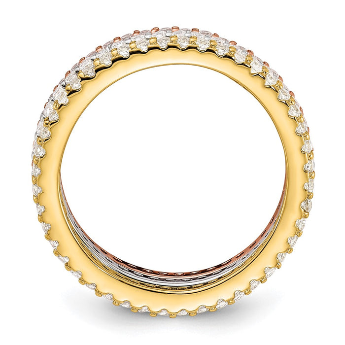 Shop Exclusive 3-Piece Eternity Band Set - Rhodium-Plated Sterling Silver, Stylish Cubic Zirconia-2