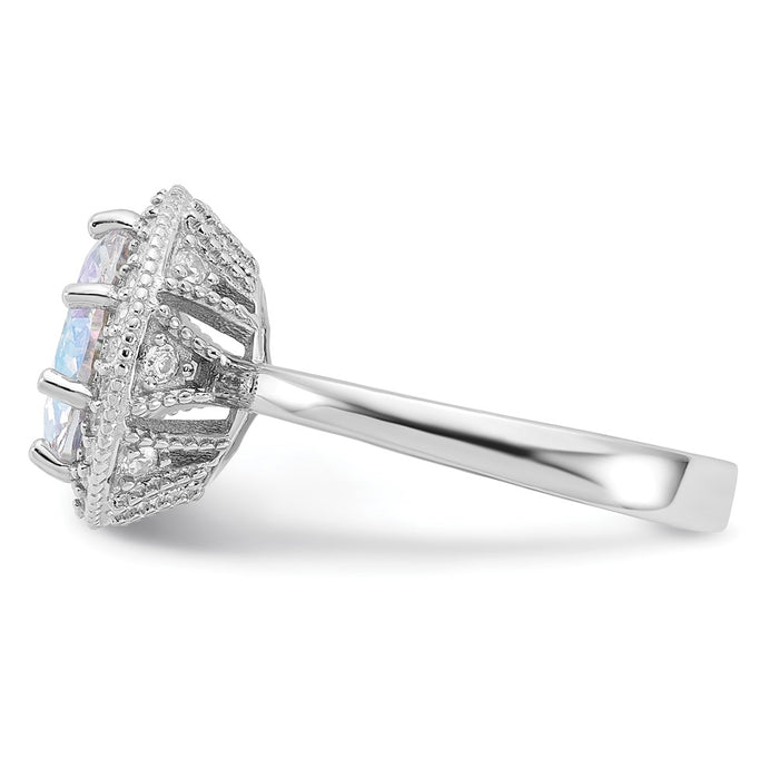 Exclusive Rhodium-Plated Sterling Silver Halo Ring | Stylish CZ Stones, Affordable Price-3