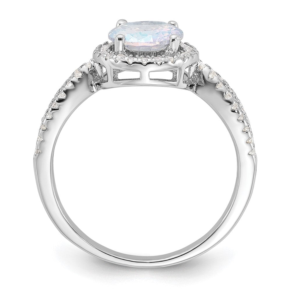 Shop Exclusive Rhodium-Plated Sterling Silver Iridescent CZ Halo Ring - Stylish & Affordable
