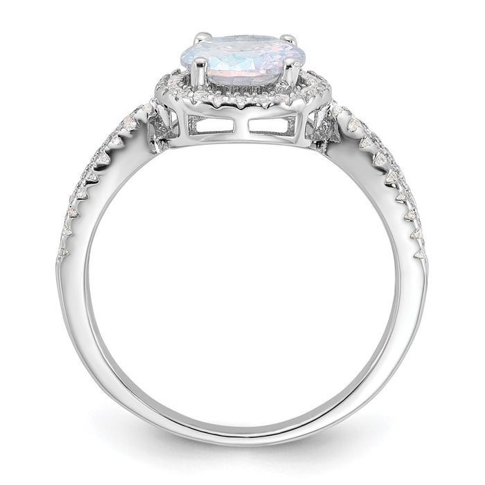 Shop Exclusive Rhodium-Plated Sterling Silver Iridescent CZ Halo Ring - Stylish & Affordable-3