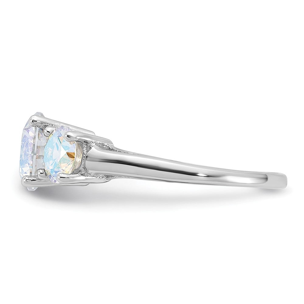 Shop Stylish Rhodium-Plated Sterling Silver Iridescent CZ Triple Stone Ring