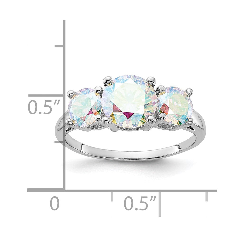 Buy Exclusive Rhodium-Plated Sterling Silver CZ Triple Stone Ring - Stylish Value