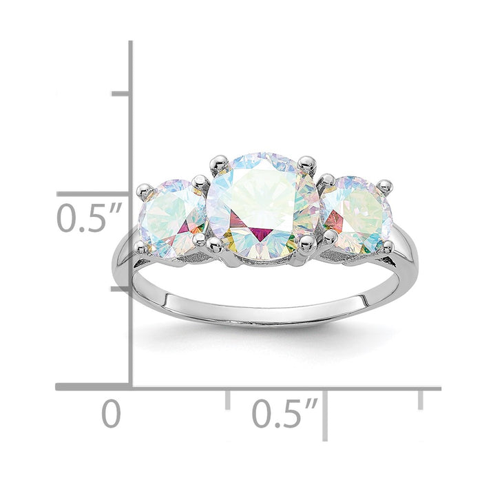 Buy Exclusive Rhodium-Plated Sterling Silver CZ Triple Stone Ring - Stylish Value-5