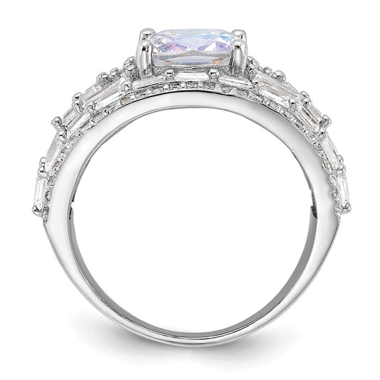 High-Quality Rhodium-Plated Sterling Silver Ring | Stylish CZ Gemstones