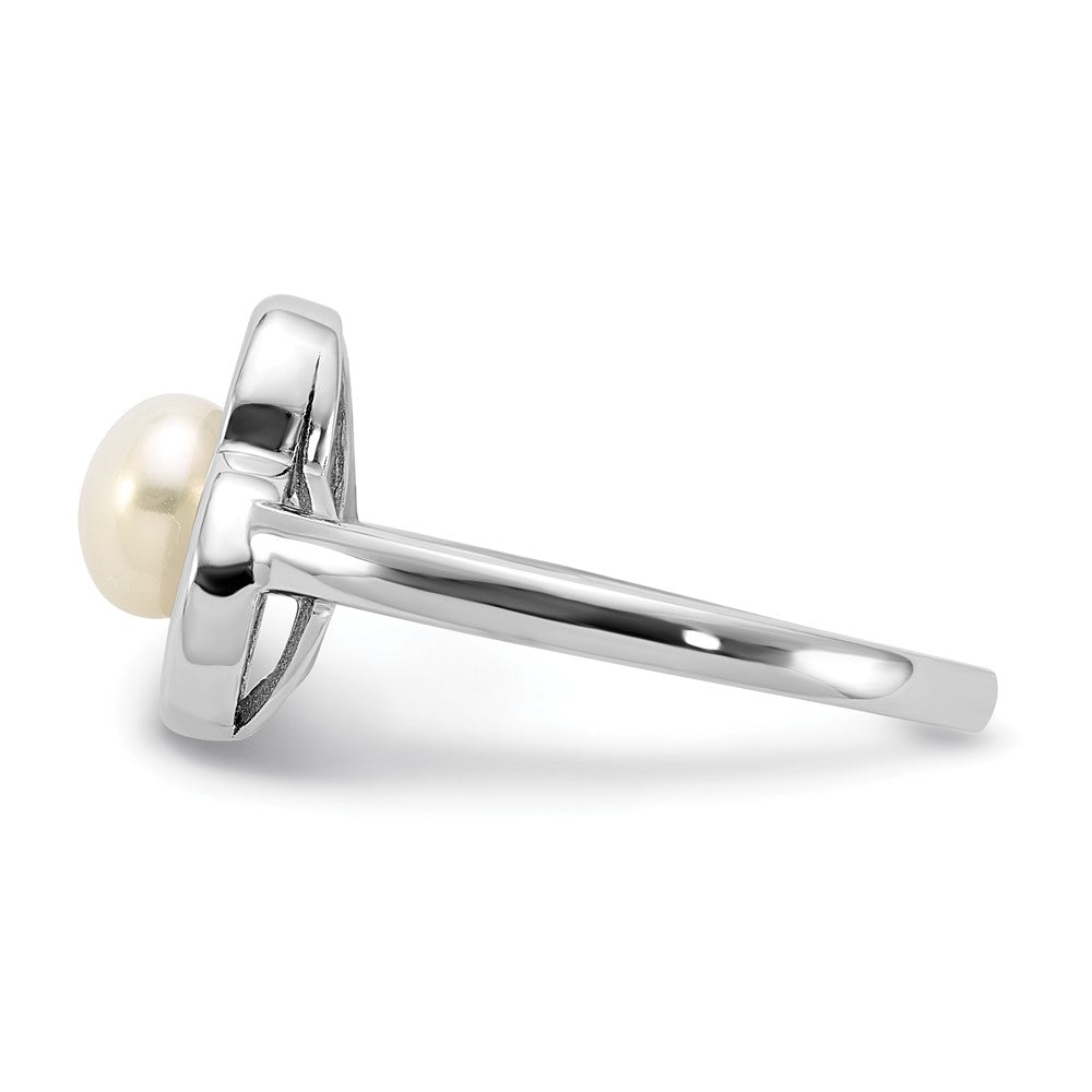 Buy Stylish Rhodium-Plated Sterling Silver Heart Ring with 5-6mm Pearls