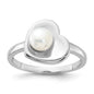 Shop Exclusive Rhodium-Plated Sterling Silver Heart Ring with 5-6mm Pearls-1