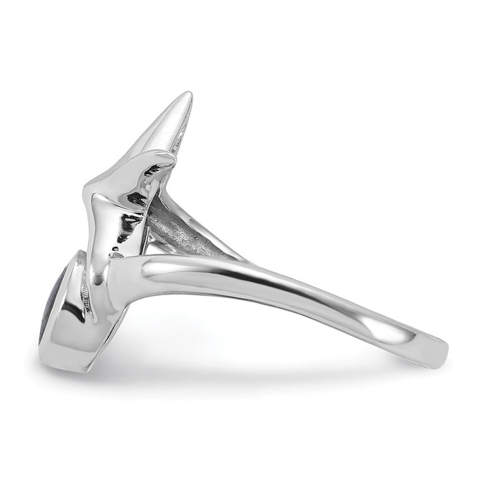 Exclusive Polished Round Abalone Ring with Starfish - Stylish Rhodium-Plated Silver-3