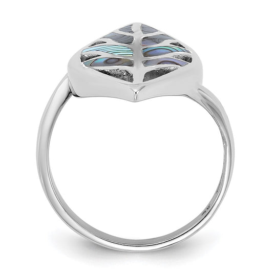 Shop Stylish Polished Abalone Leaf Ring in Rhodium-Plated Silver - Affordable Elegance