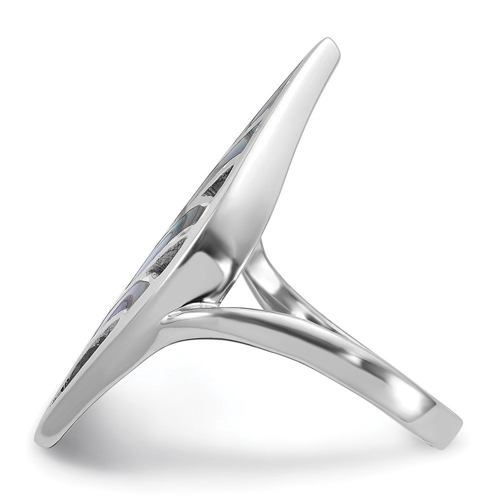 Shop Stylish Polished Abalone Leaf Ring in Rhodium-Plated Silver - Affordable Elegance