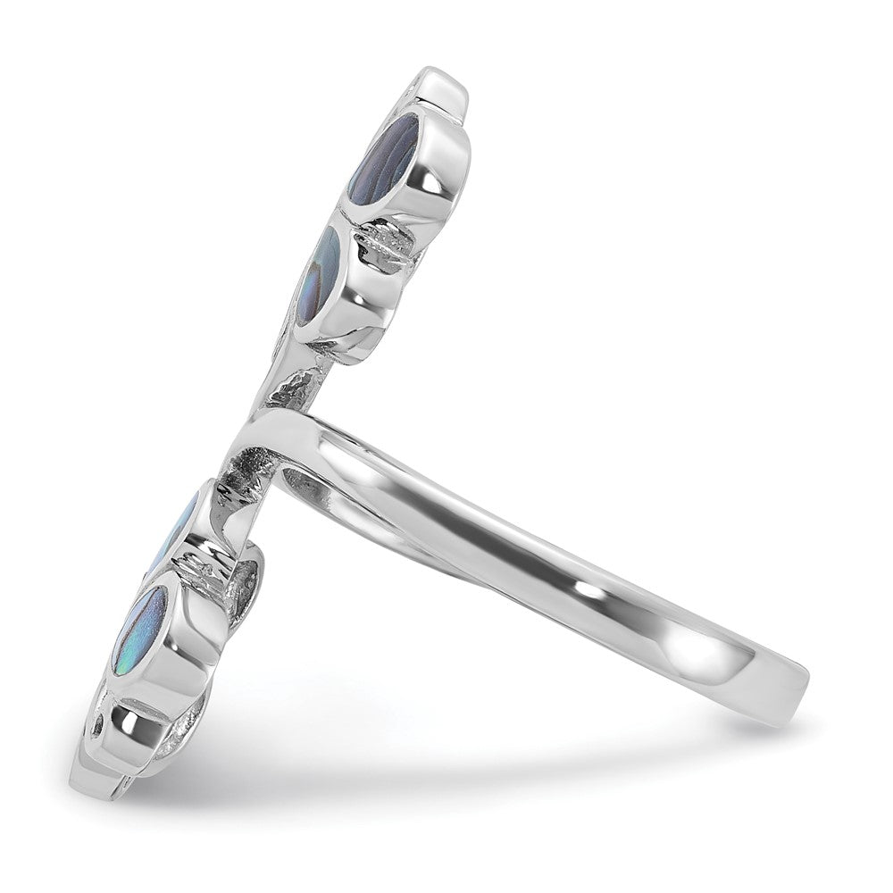 Shop Stylish Polished Abalone Double Butterfly Ring in Rhodium-Plated Silver