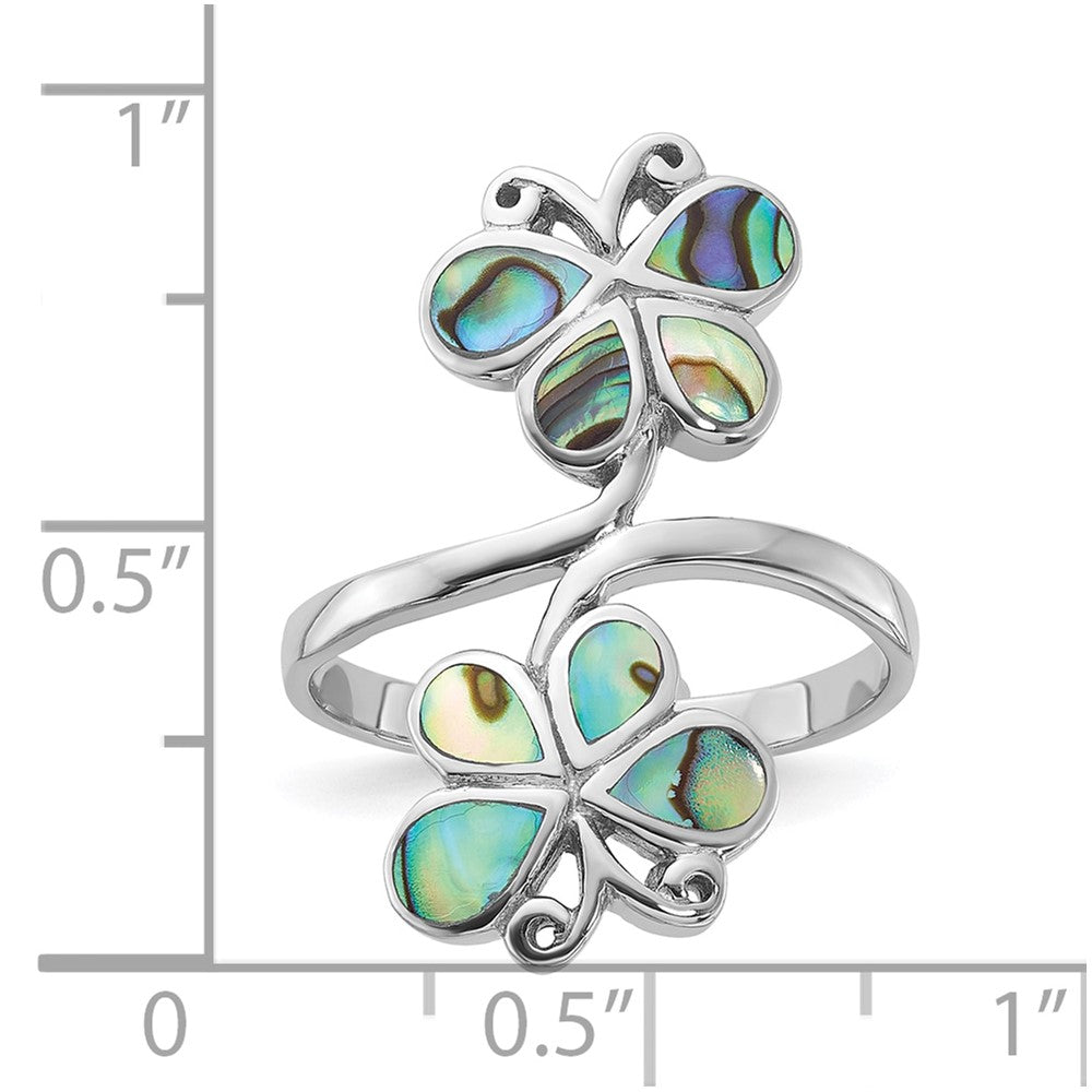 High-Quality Polished Abalone Double Butterfly Ring in Sterling Silver - Stylish Value