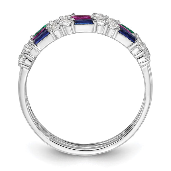 3-Piece Sterling Silver Ring Set with CZ Stones
